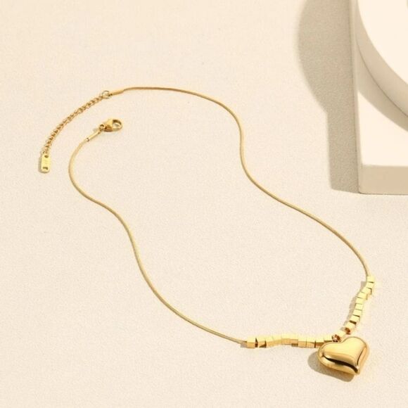 18K Gold Plated Hip-hop Style Heart Pendant Necklace Clavicle Chain - Picture 4 of 12